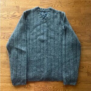 Vtg ABERCROMBIE & Fitch Men Sweater Long Sleeve Gray Charcoal Ribbed V Neck Wool